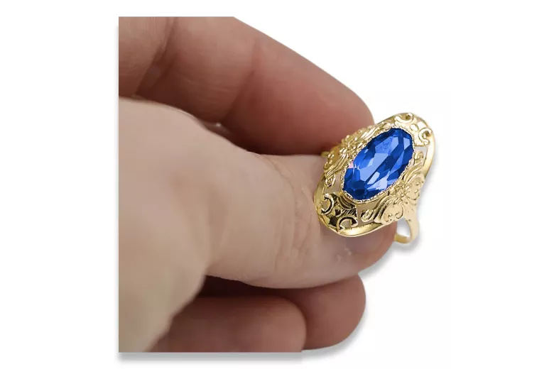 Sapphire 14K Yellow gold Ring Vintage craft vrc014y